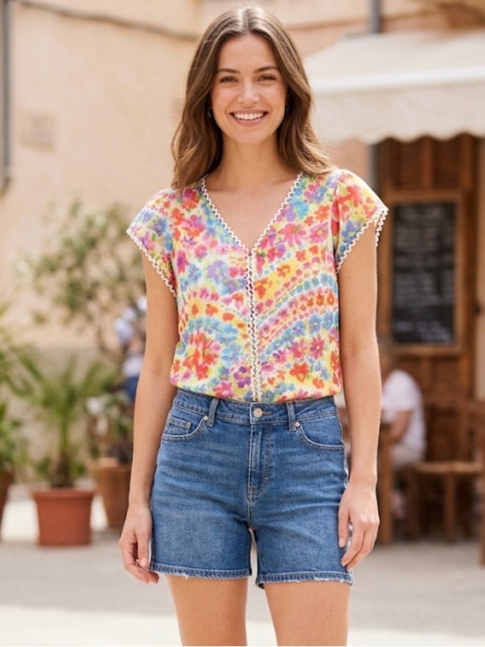 Talbots Floral V-neck blouse Size XS
